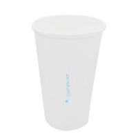 White cardboard cup 210gm², laminated inside with a layer of PE (polyethylene) of 18gsm², for hot drinks. With SUP logo