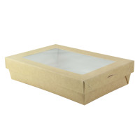 Brown rectangular "Kray" cardboard box with window lid  225x155mm H50mm