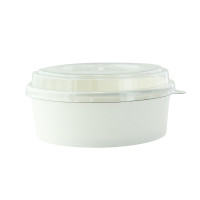 Combo "Buckaty" round white cardboard salad bowl and PET lid   H50mm 550ml