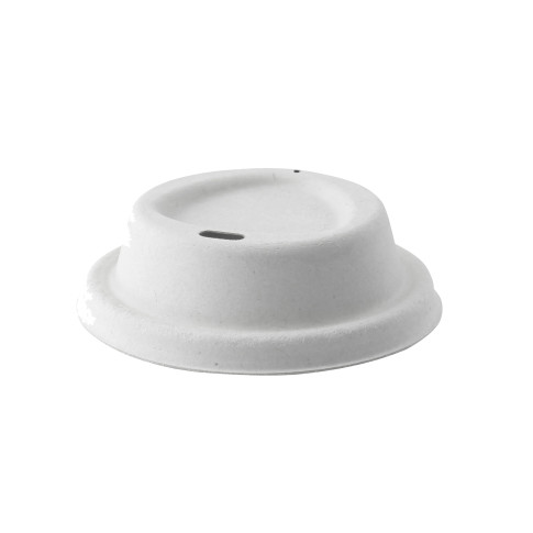 White sugarcane fiber coffee cup lid with hole  H23mm