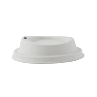 White sugarcane fiber coffee cup lid with hole  H23mm