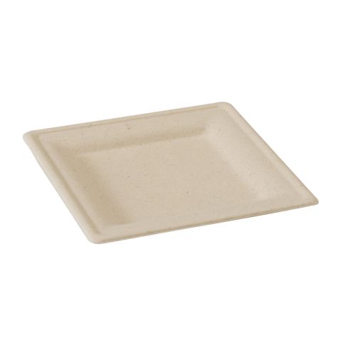 Brown square sugarcane fibre plate