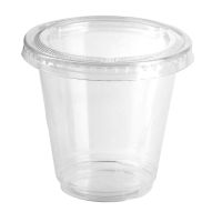 Pot à sauce rond transparent en plastique PP avec couvercle en plastique plat 165ml 74mm