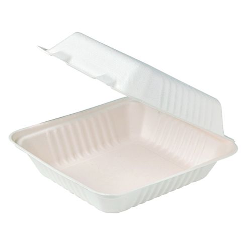 Sugarcane fibre clamshell meal box830ml H80mm