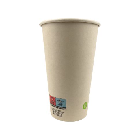 Gobelet blanc en carton fibre de bambou avec laminage plastique PE H136mm 460ml