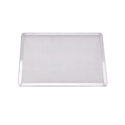 Grille à pizza rectangulaire aluminium à fond ajouré 400x280mm H10mm