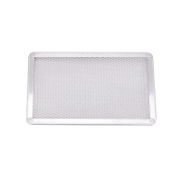 Grille à pizza rectangulaire aluminium à fond ajouré 300x200mm H10mm