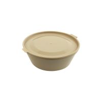 Bol Reemp beige en plastique PP avec couvercle attachéH36mm 180ml