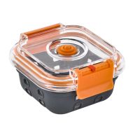 Square food container with vaccum lid acrylique and silicone sleeve 112x112mm H48mm 310ml