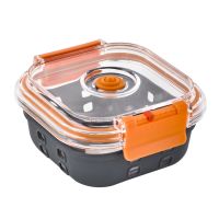 Square food container with vaccum lid acrylique and silicone sleeve 132x132mm H53mm 510ml