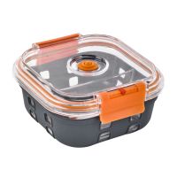 Square food container 2 compartment with vaccum lid acrylique and silicone sleeve 152x152mm H60mm 770ml