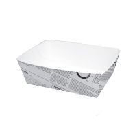 White Newspaper printed multi-purpose cardboard container90x60mm H40mm 300ml