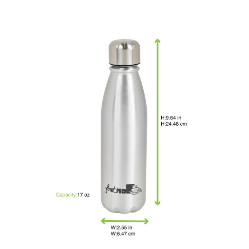 Bouteille à eau en aluminium avec bouchon métal   H245mm 500ml