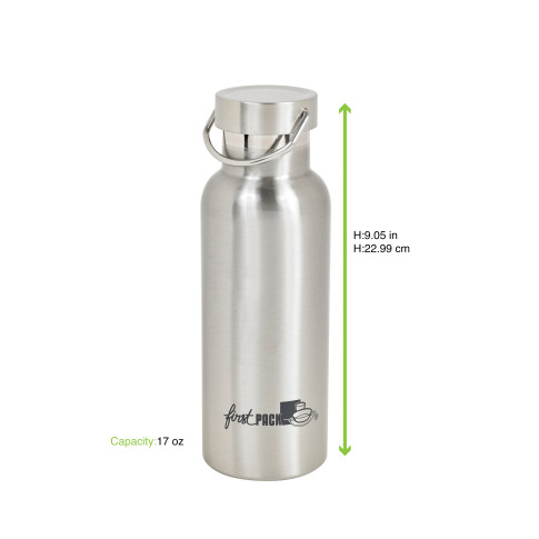 Bouteille à eau en inox à double paroi isotherme avec bouchon   H215mm 500ml