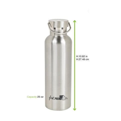 Bouteille à eau en inox à double paroi isotherme avec bouchon   H265mm 750ml