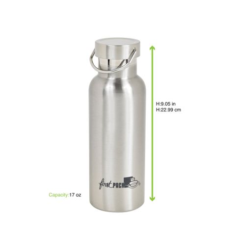 Bouteille à eau en inox à double paroi isotherme avec bouchon H215mm 500ml