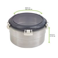 NOXBOX Round stainless steel lunchbox wblack PP lidH80mm 900ml