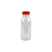 Bouteille transparente en plastique RPET avec bouchon attaché orange  56 H150mm 250ml