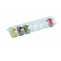 Clear PET rectangular case insert for 7 macarons  213x62mm H23mm