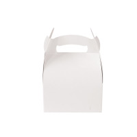 White cardboard pastry box with handle  110x110mm H153mm