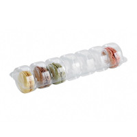 Clear PET rectangular case insert for 7 macarons  213x62mm H23mm