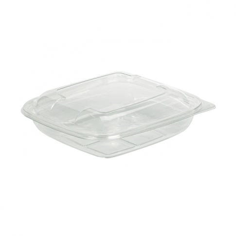 Square transparent PET salad bowl with lid   190x190mm H45mm 750ml