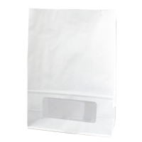 White paper bloomer bag with window