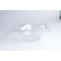 Square transparent PET twirl salad bowl   200x200mm H80mm 1000ml