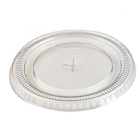 Clear PET plastic flat lid with straw slot   H10mm