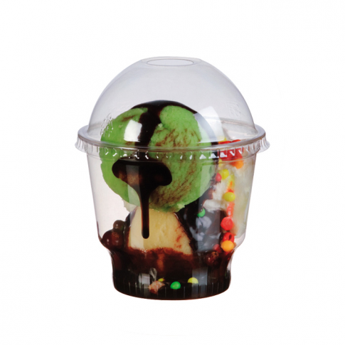 Clear PET plastic dome lid with straw slot   H45mm