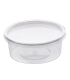 Pot Deli rond PET transparent avec couvercle rentrant   H38mm 200ml