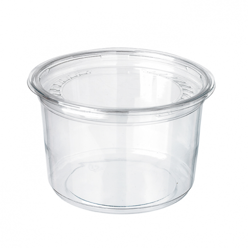 Pot Deli rond PET transparent avec couvercle rentrant