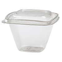 Pot Deli carré PET transparent avec couvercle