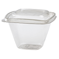 Square transparent PET deli container with lid   128x128mm H85mm 500ml