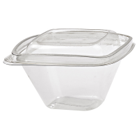 Pot Deli carré PET transparent avec couvercle