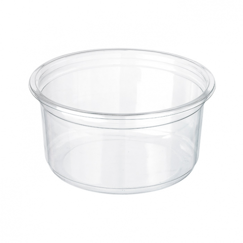 Pot Deli rond plastique PET transparent avec couvercle rentrant