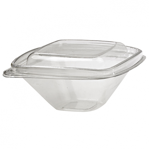 Pot Deli carré PET transparent avec couvercle