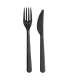 "Lux" black PS plastic cutlery kit 2 1: knife fork, transparent wrap 180