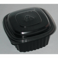 Black square PP plastic meal box 137x137mm H60mm 500ml