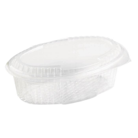 Clear rectangular PP plastic microweavable box with hinged lid 1 000ml 280x210mm H75mm