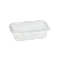 Rectangular clear PET box with hinged lid  230x175mm H55mm 1350ml