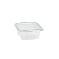 Rectangular clear PET box with hinged lid  195x130mm H65mm 1000ml