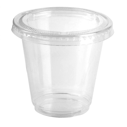 Pot plastique PP transparent avec couvercle PET plat