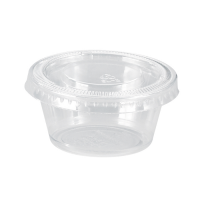Clear round PP plastic portion cup with flat PET lid  H45mm 75ml