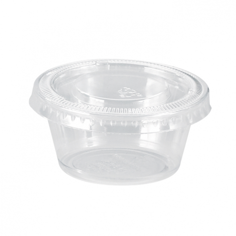 Clear round PP plastic portion cup with flat PET lid  H45mm 75ml