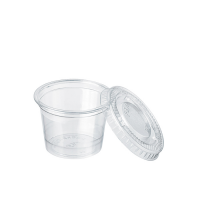 Clear round PET plastic portion cup with flat lid  H40mm 40ml