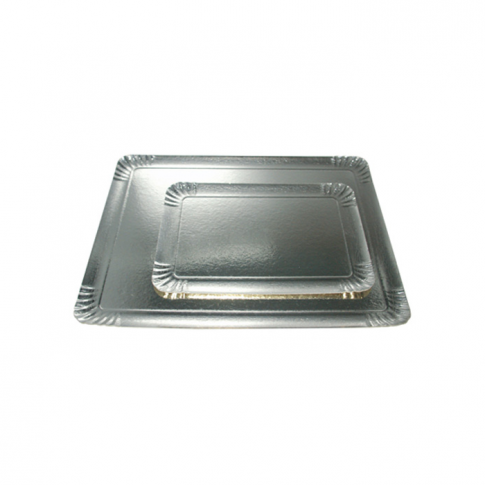 Silver rectangular cardboard tray 210x140mm