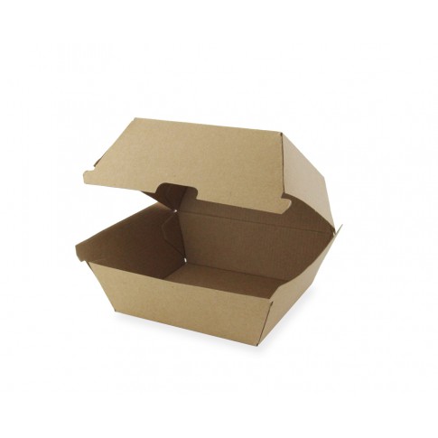 Boîte burger carton kraft brun microcannelé  145x130mm H80mm