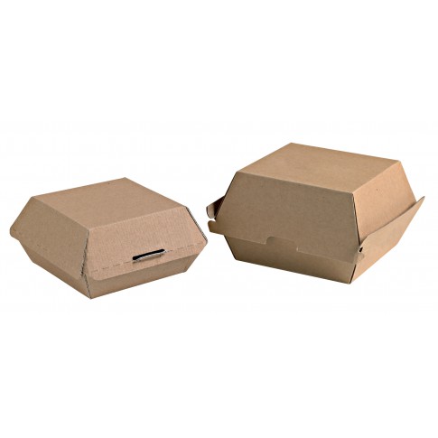 Boîte burger carton kraft brun microcannelé  145x130mm H80mm