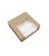 Kraft brown pastry box with PLA window hinged lid 120x120mm H50mm